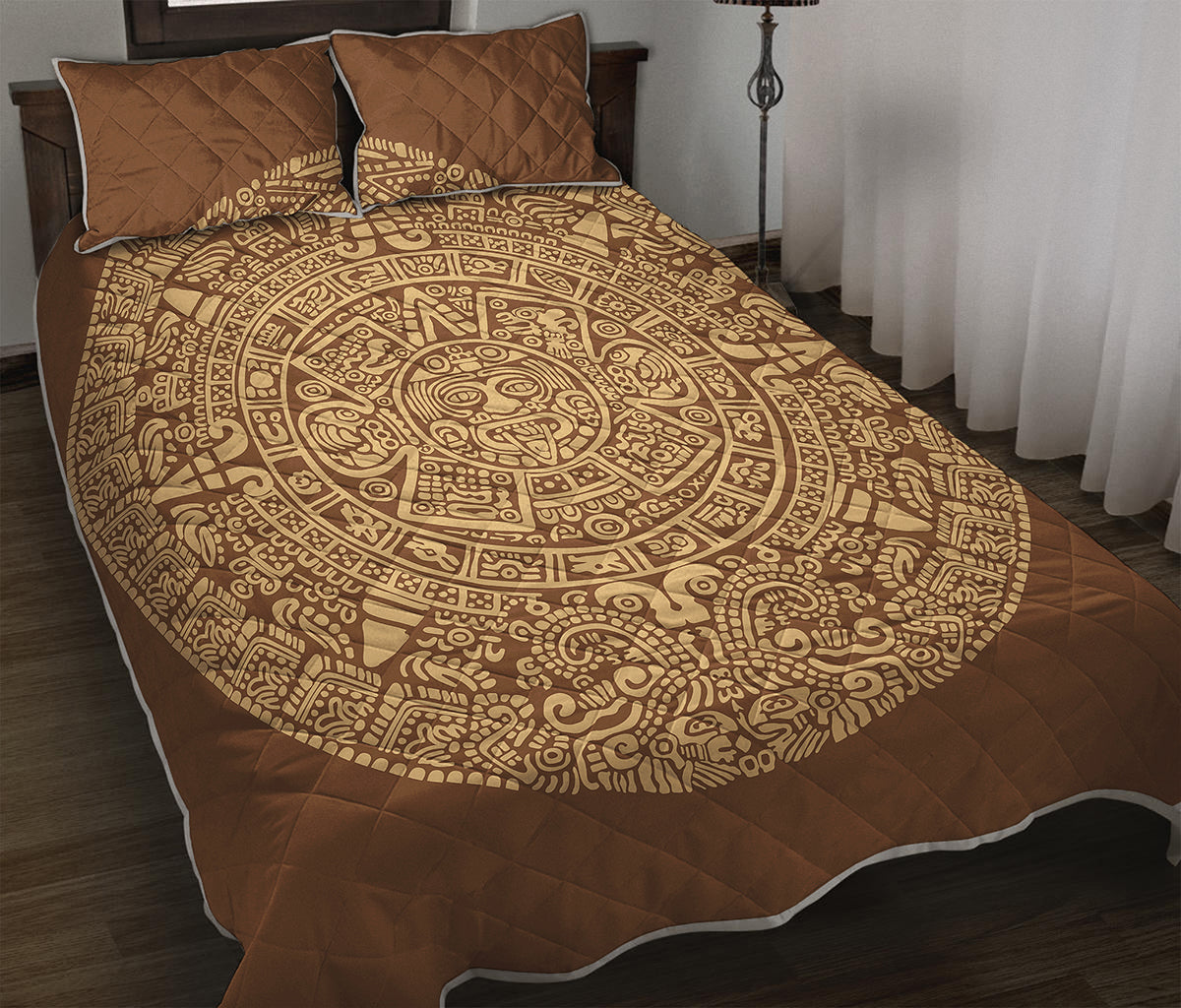 Mayan Calendar Print Quilt Bed Set