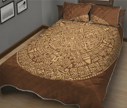 Mayan Calendar Print Quilt Bed Set