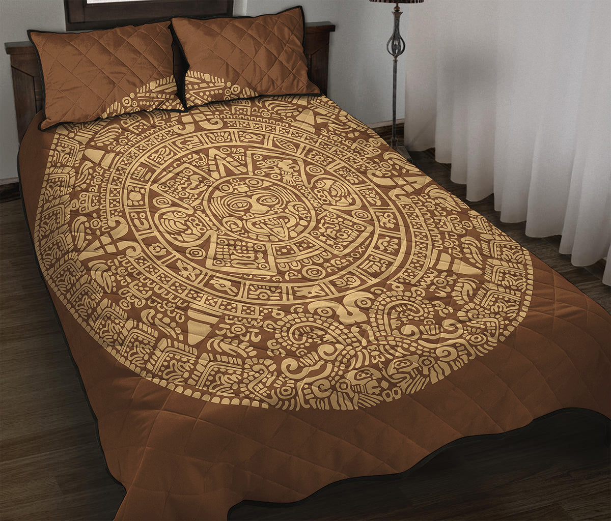 Mayan Calendar Print Quilt Bed Set