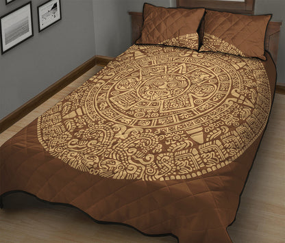 Mayan Calendar Print Quilt Bed Set