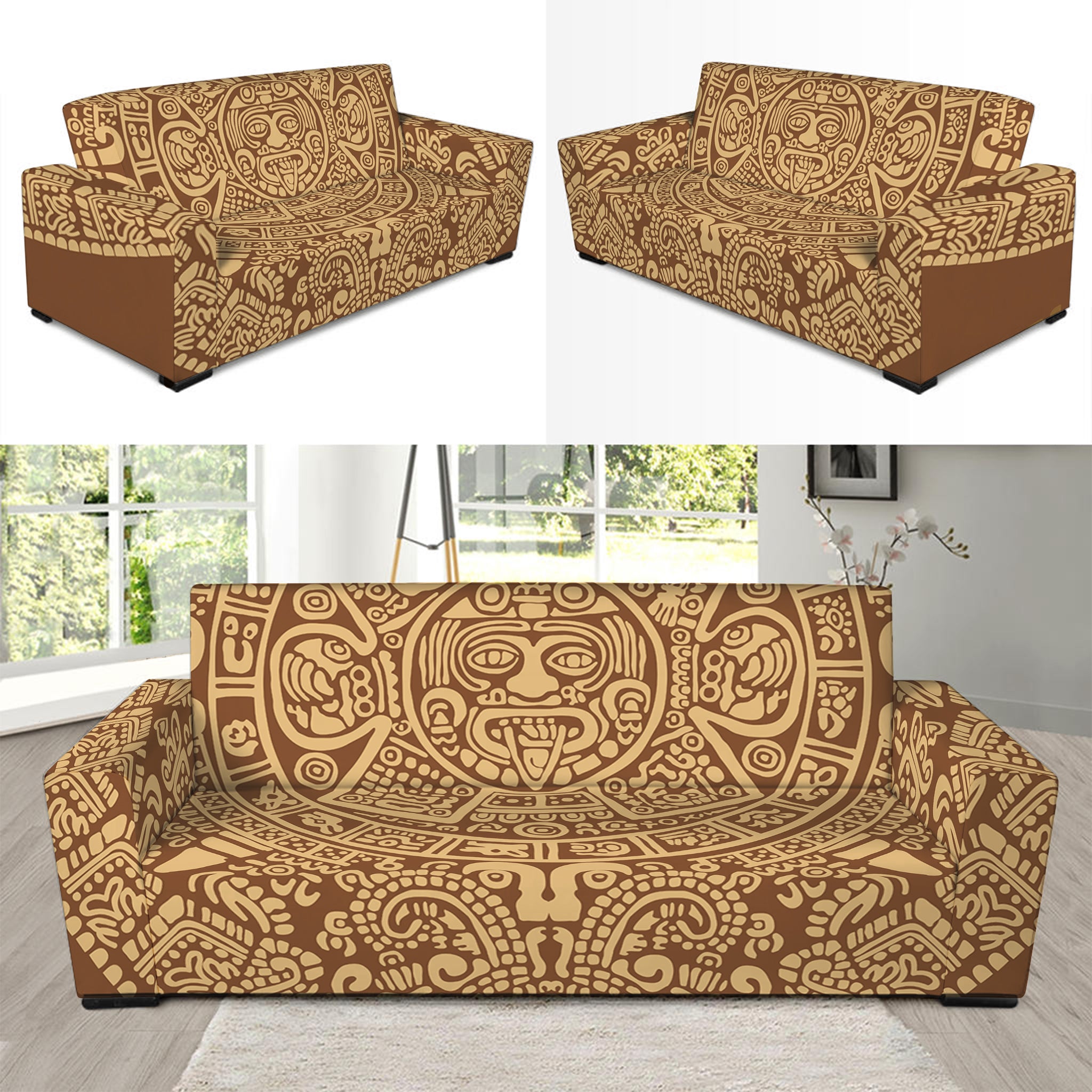 Mayan Calendar Print Sofa Slipcover