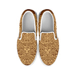 Mayan Calendar Print White Slip On Shoes