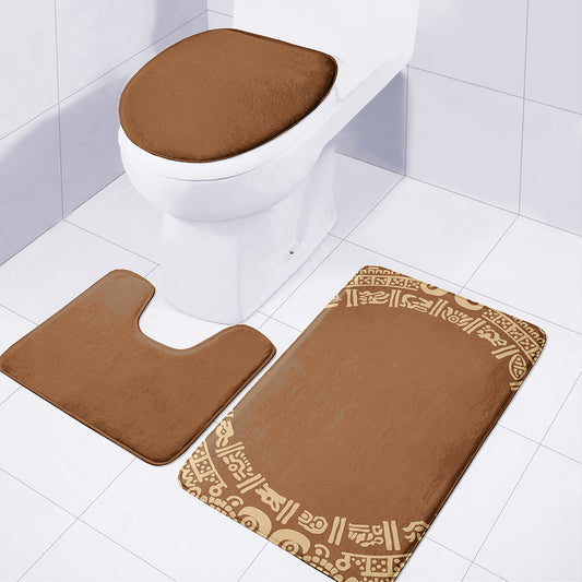 Mayan Circle Symbol Print 3 Piece Bath Mat Set
