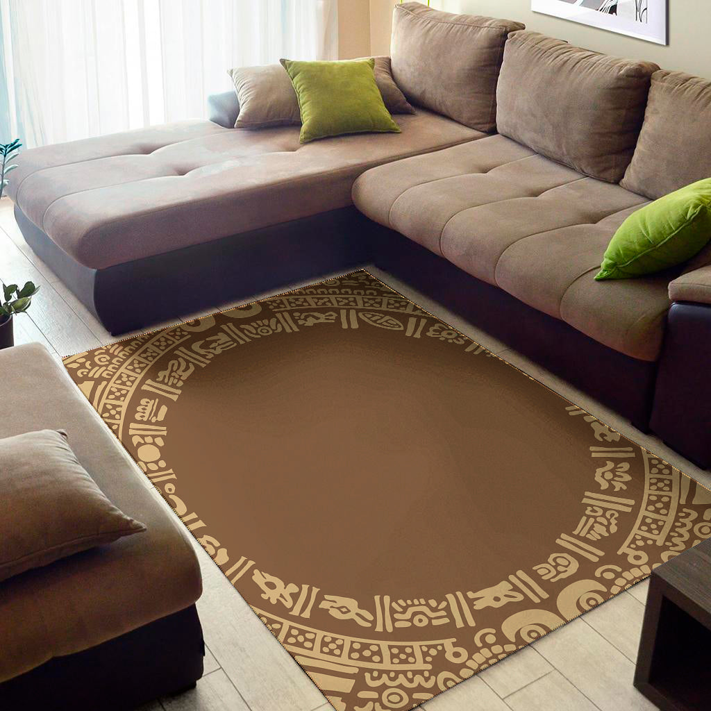 Mayan Circle Symbol Print Area Rug