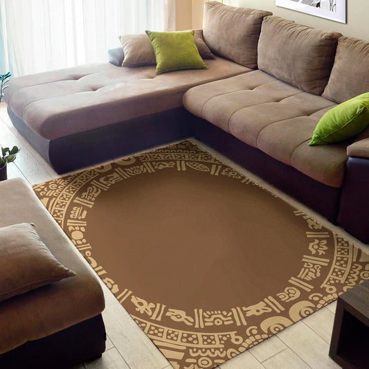 Mayan Circle Symbol Print Area Rug