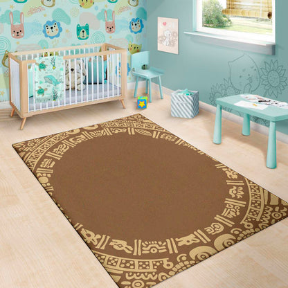 Mayan Circle Symbol Print Area Rug
