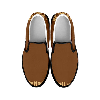Mayan Circle Symbol Print Black Slip On Shoes