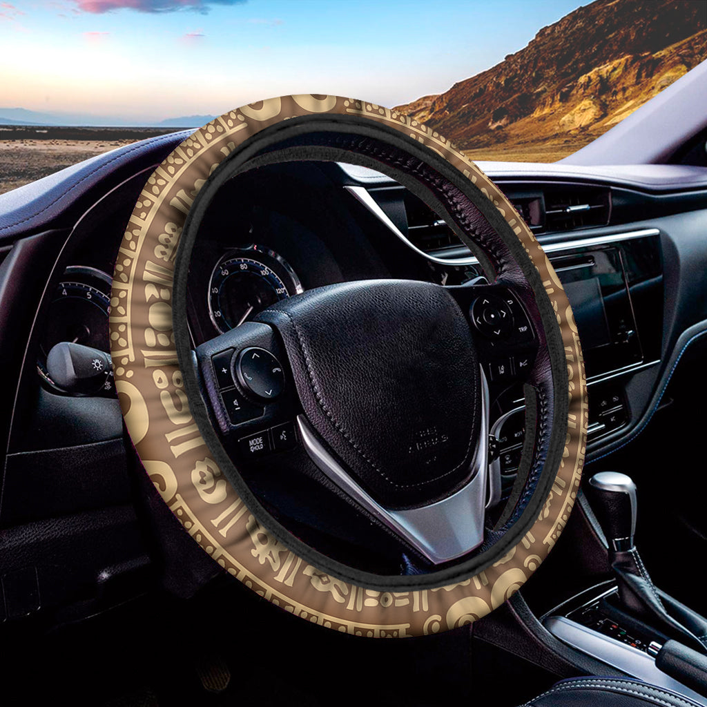 Mayan Circle Symbol Print Car Steering Wheel Cover