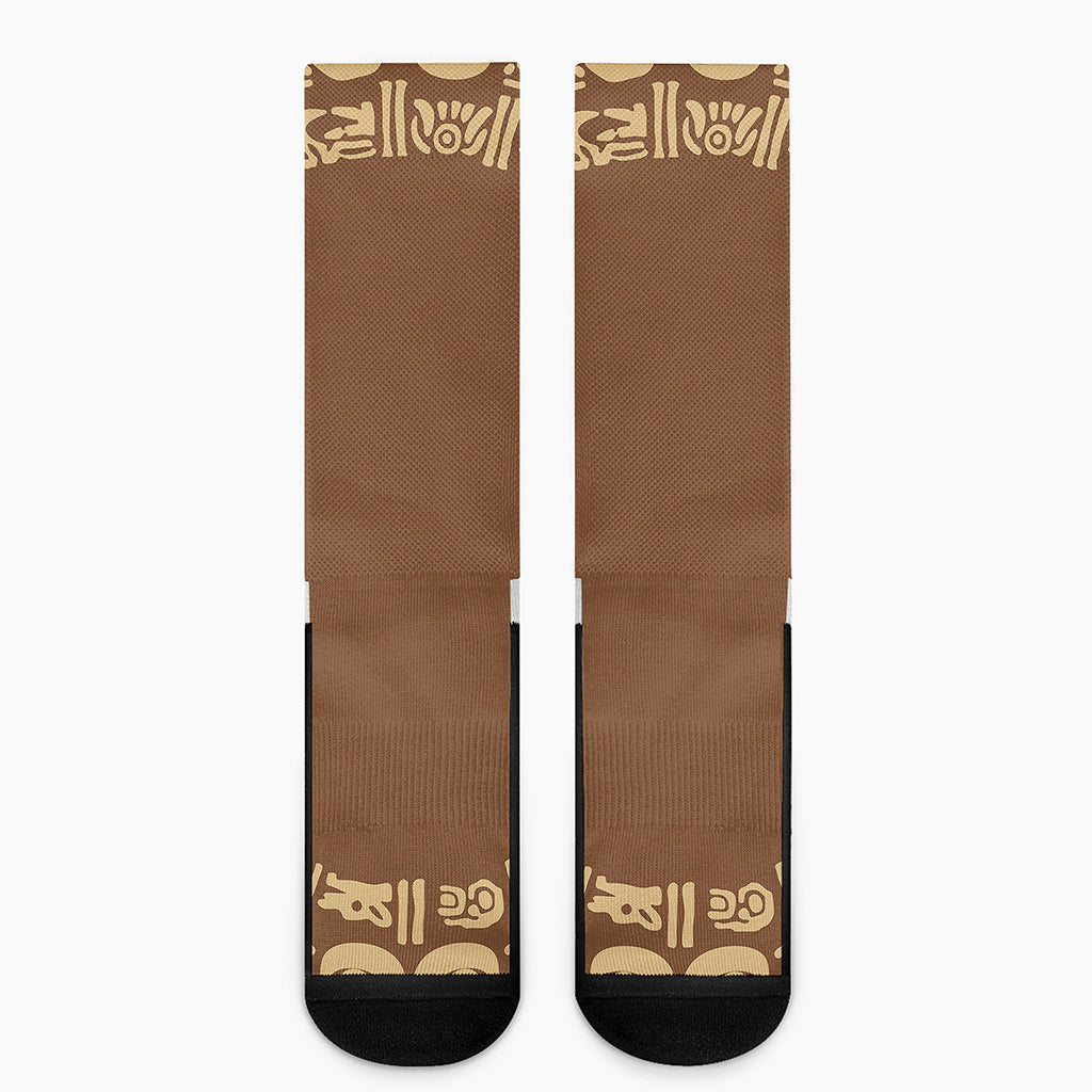 Mayan Circle Symbol Print Crew Socks