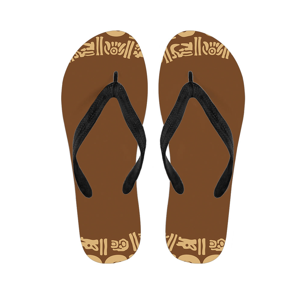 Mayan Circle Symbol Print Flip Flops