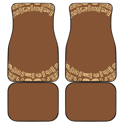 Mayan Circle Symbol Print Front and Back Car Floor Mats