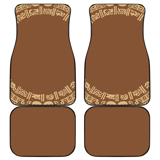 Mayan Circle Symbol Print Front and Back Car Floor Mats