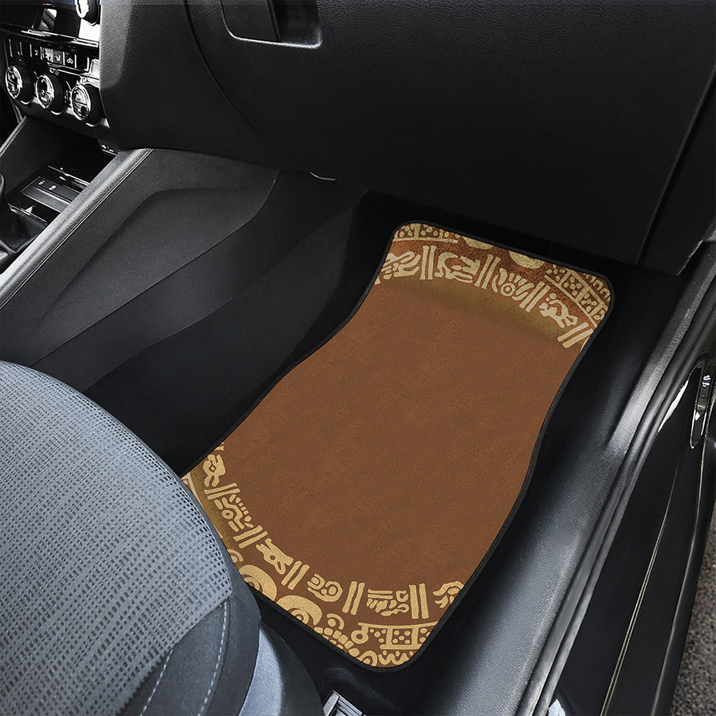 Mayan Circle Symbol Print Front and Back Car Floor Mats