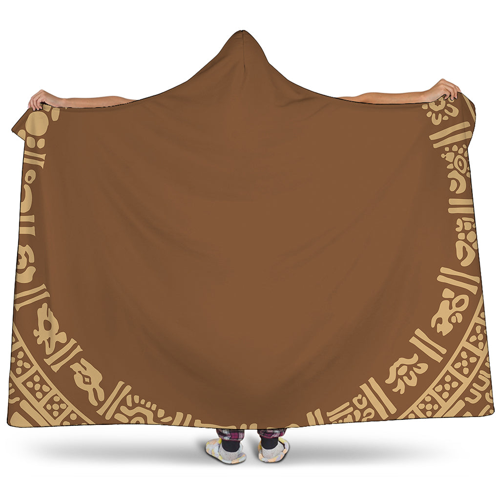 Mayan Circle Symbol Print Hooded Blanket