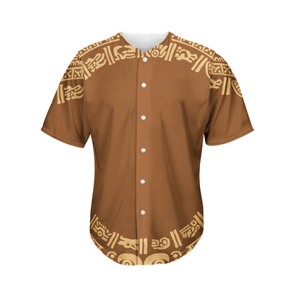 Mayan Circle Symbol Print Men's Baseball Jersey