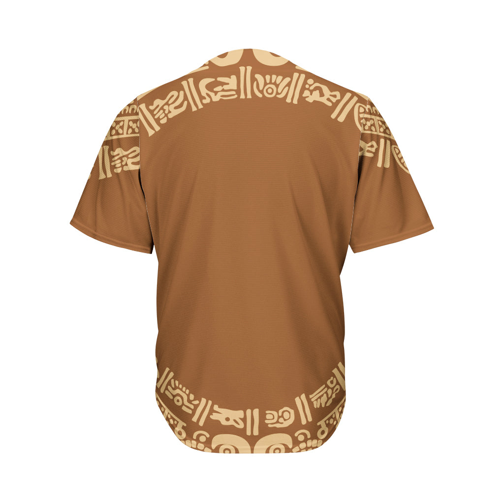Mayan Circle Symbol Print Men's Baseball Jersey