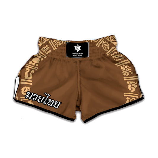 Mayan Circle Symbol Print Muay Thai Boxing Shorts