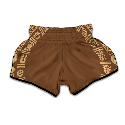 Mayan Circle Symbol Print Muay Thai Boxing Shorts