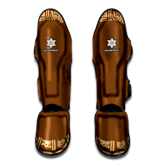 Mayan Circle Symbol Print Muay Thai Shin Guard