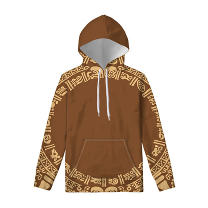 Mayan Circle Symbol Print Pullover Hoodie