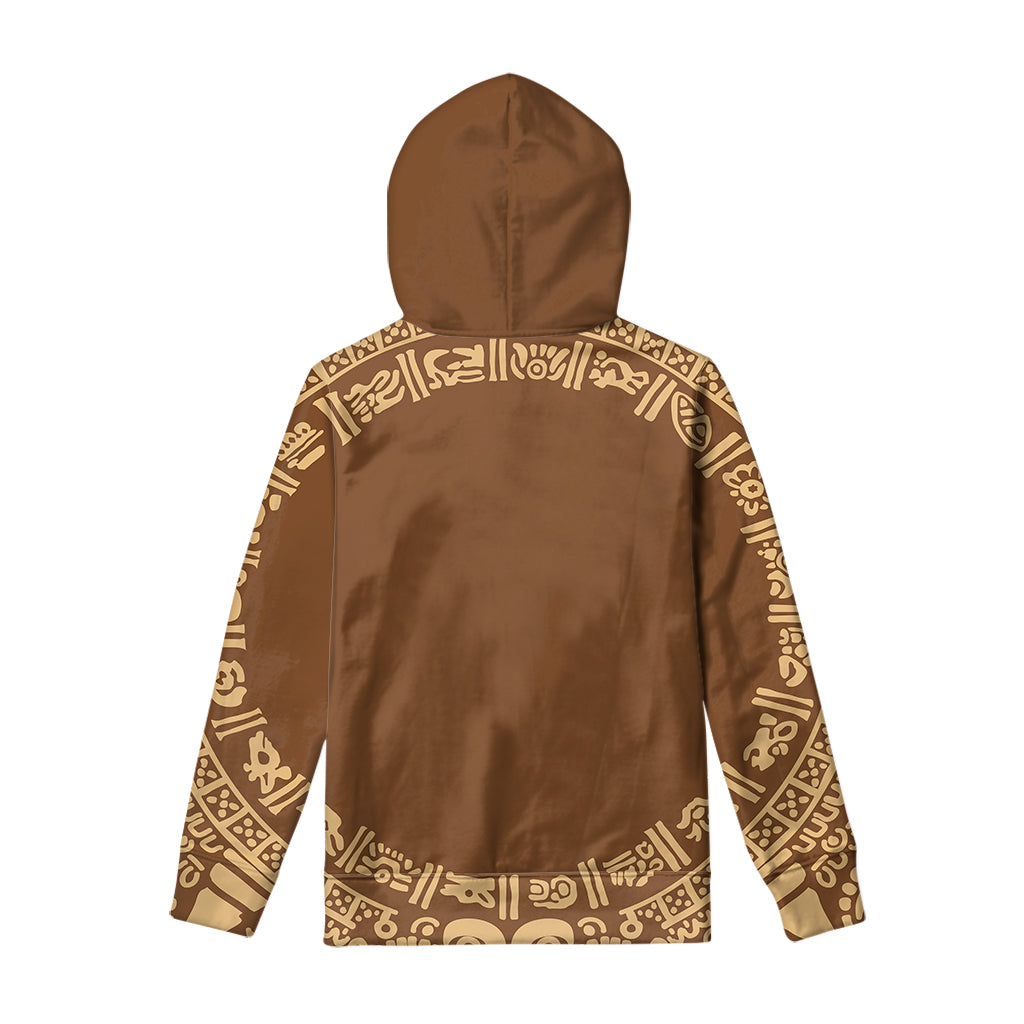 Mayan Circle Symbol Print Pullover Hoodie