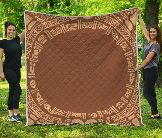 Mayan Circle Symbol Print Quilt