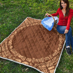 Mayan Circle Symbol Print Quilt