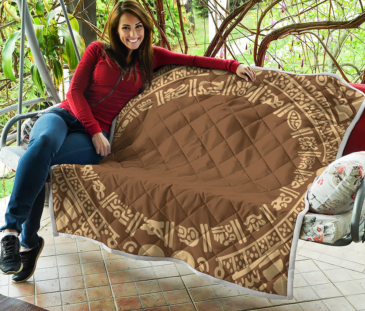 Mayan Circle Symbol Print Quilt