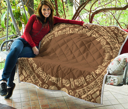 Mayan Circle Symbol Print Quilt