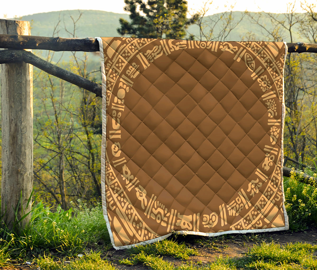 Mayan Circle Symbol Print Quilt