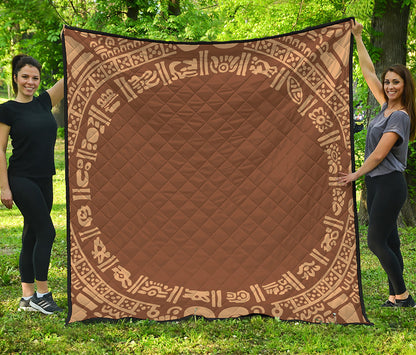 Mayan Circle Symbol Print Quilt