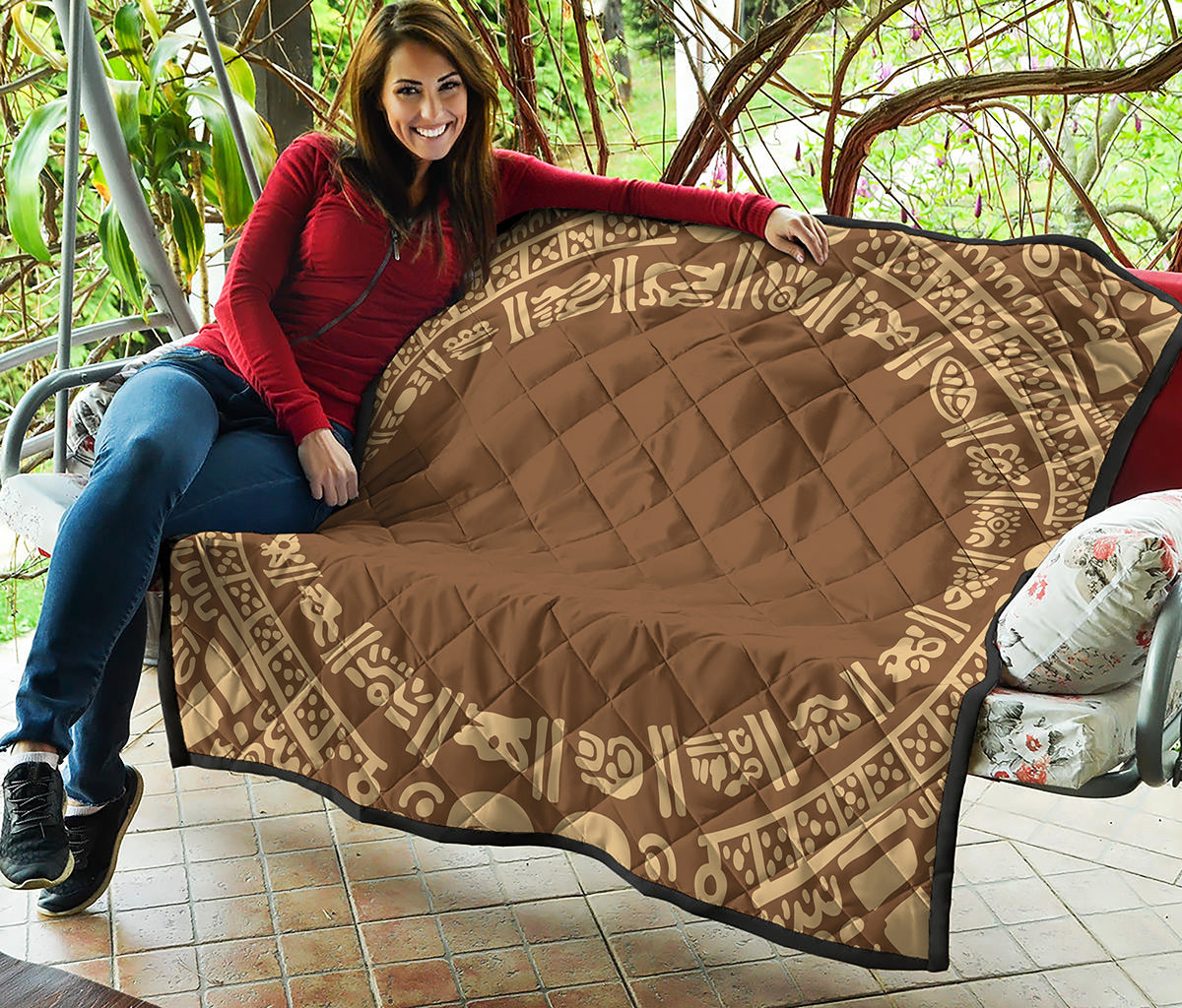 Mayan Circle Symbol Print Quilt