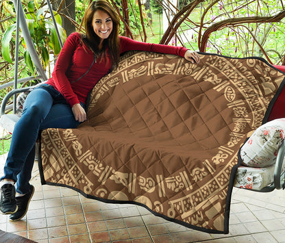 Mayan Circle Symbol Print Quilt