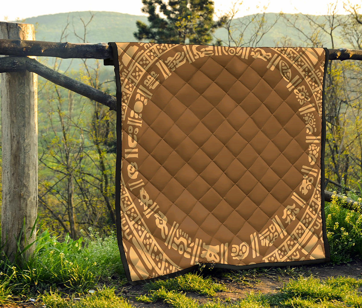 Mayan Circle Symbol Print Quilt