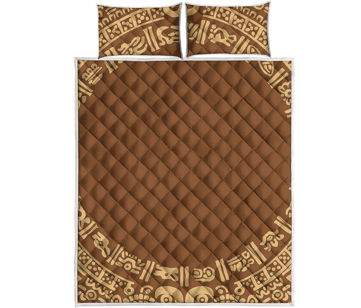 Mayan Circle Symbol Print Quilt Bed Set