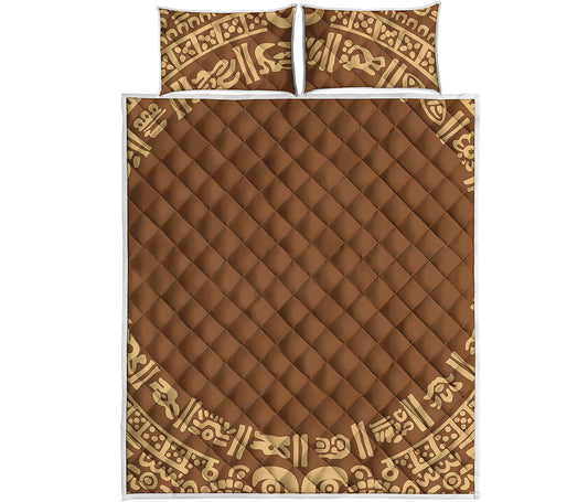 Mayan Circle Symbol Print Quilt Bed Set