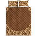 Mayan Circle Symbol Print Quilt Bed Set