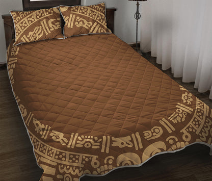 Mayan Circle Symbol Print Quilt Bed Set