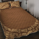 Mayan Circle Symbol Print Quilt Bed Set
