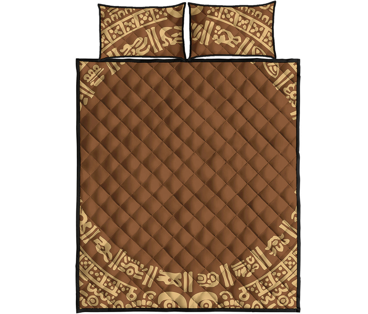 Mayan Circle Symbol Print Quilt Bed Set
