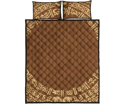 Mayan Circle Symbol Print Quilt Bed Set