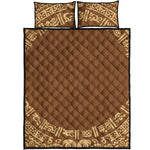 Mayan Circle Symbol Print Quilt Bed Set