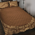 Mayan Circle Symbol Print Quilt Bed Set