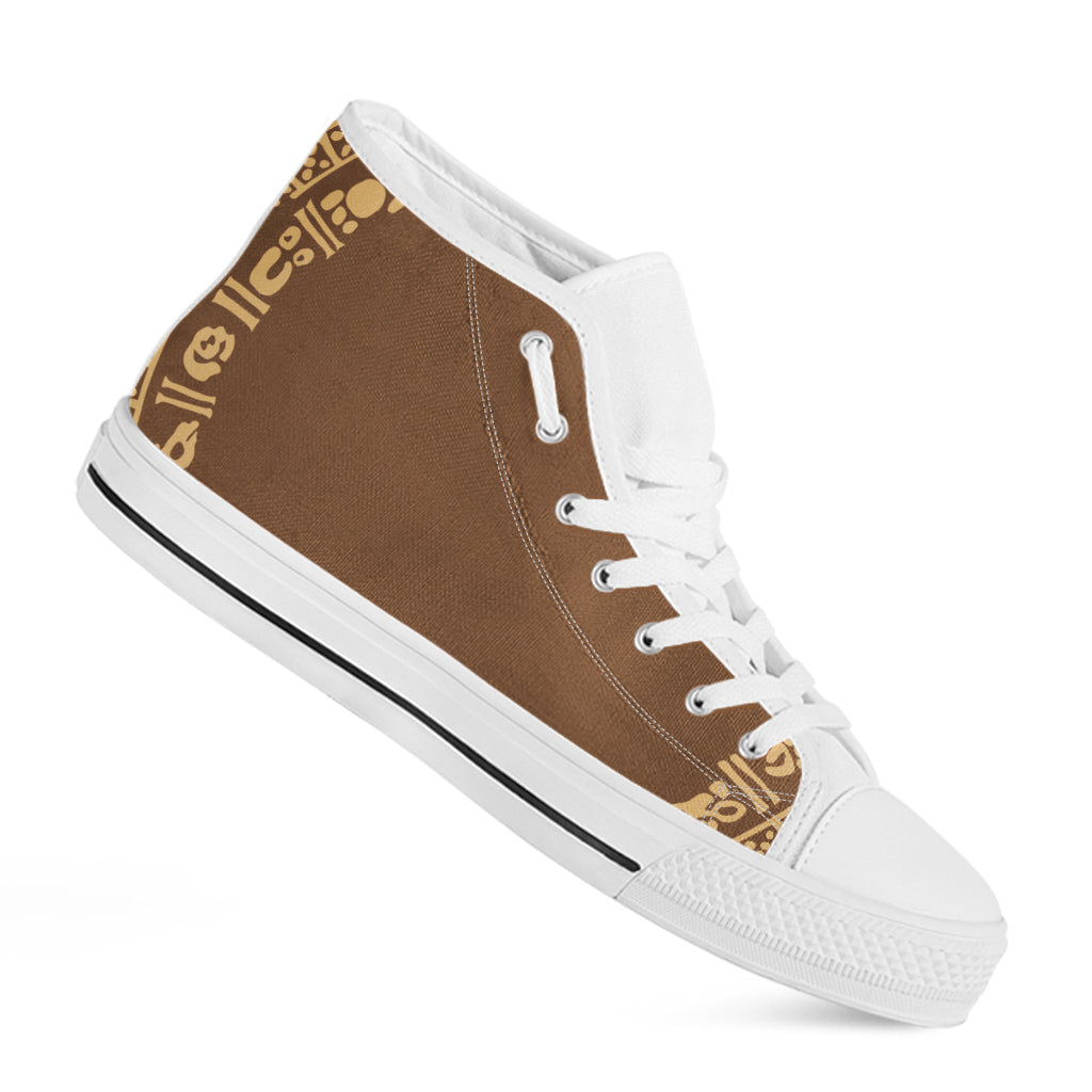 Mayan Circle Symbol Print White High Top Shoes