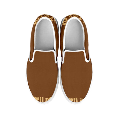 Mayan Circle Symbol Print White Slip On Shoes