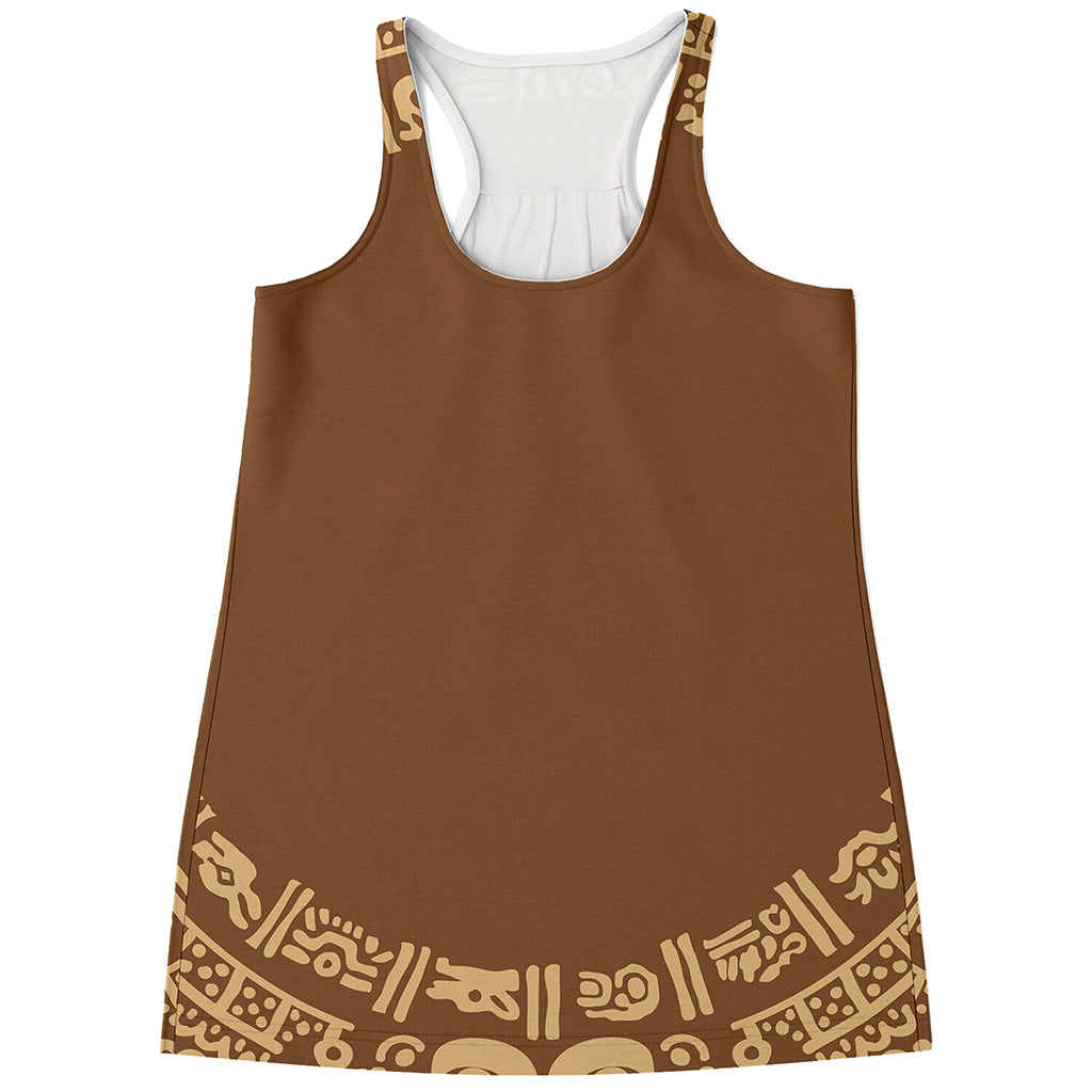 Mayan Circle Symbol Print Women's Racerback Tank Top