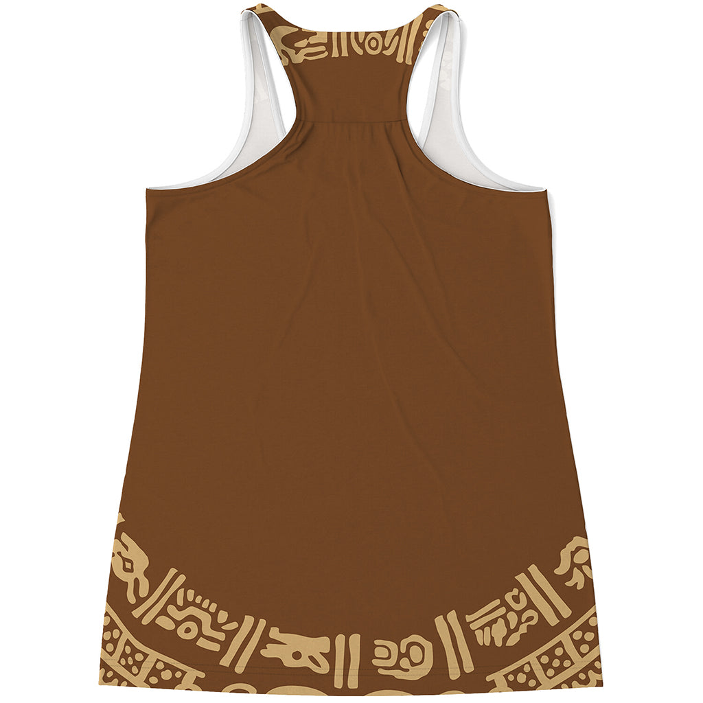 Mayan Circle Symbol Print Women's Racerback Tank Top