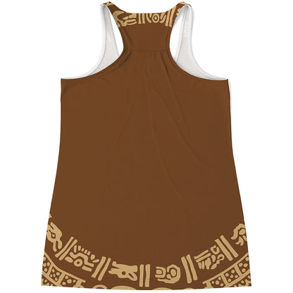 Mayan Circle Symbol Print Women's Racerback Tank Top