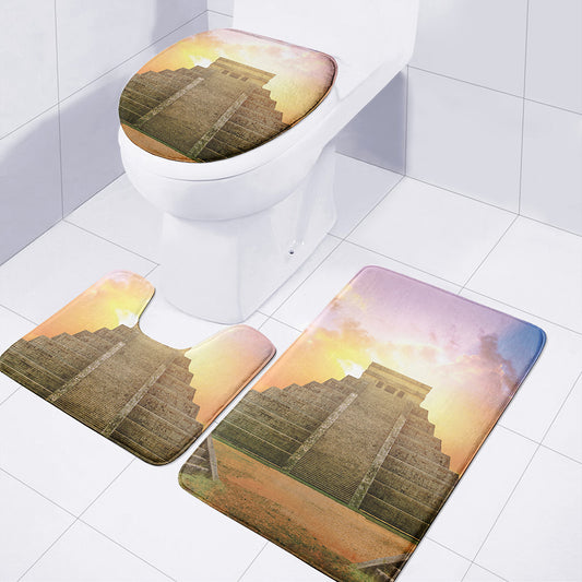 Mayan Civilization Print 3 Piece Bath Mat Set