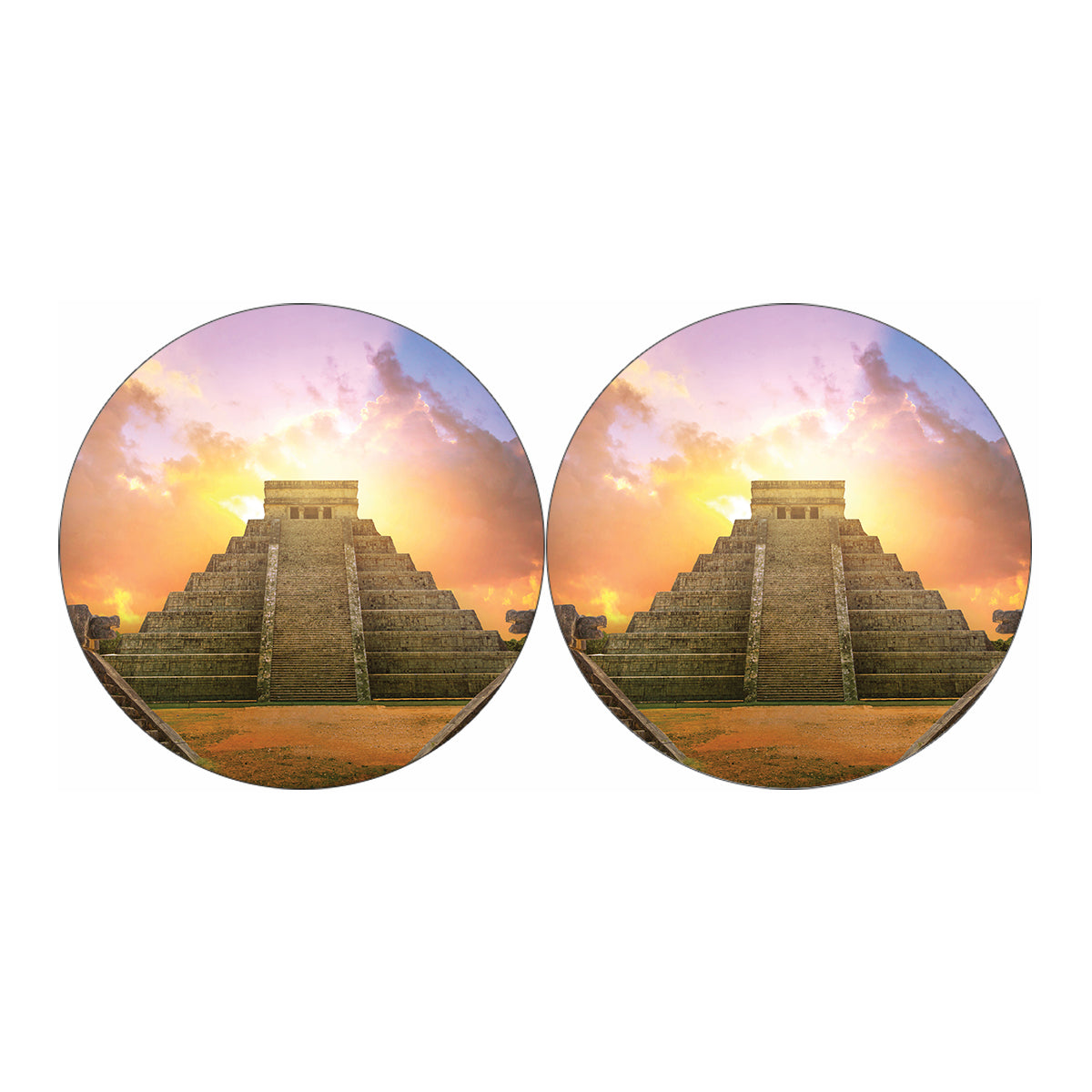 Mayan Civilization Print Car Coasters